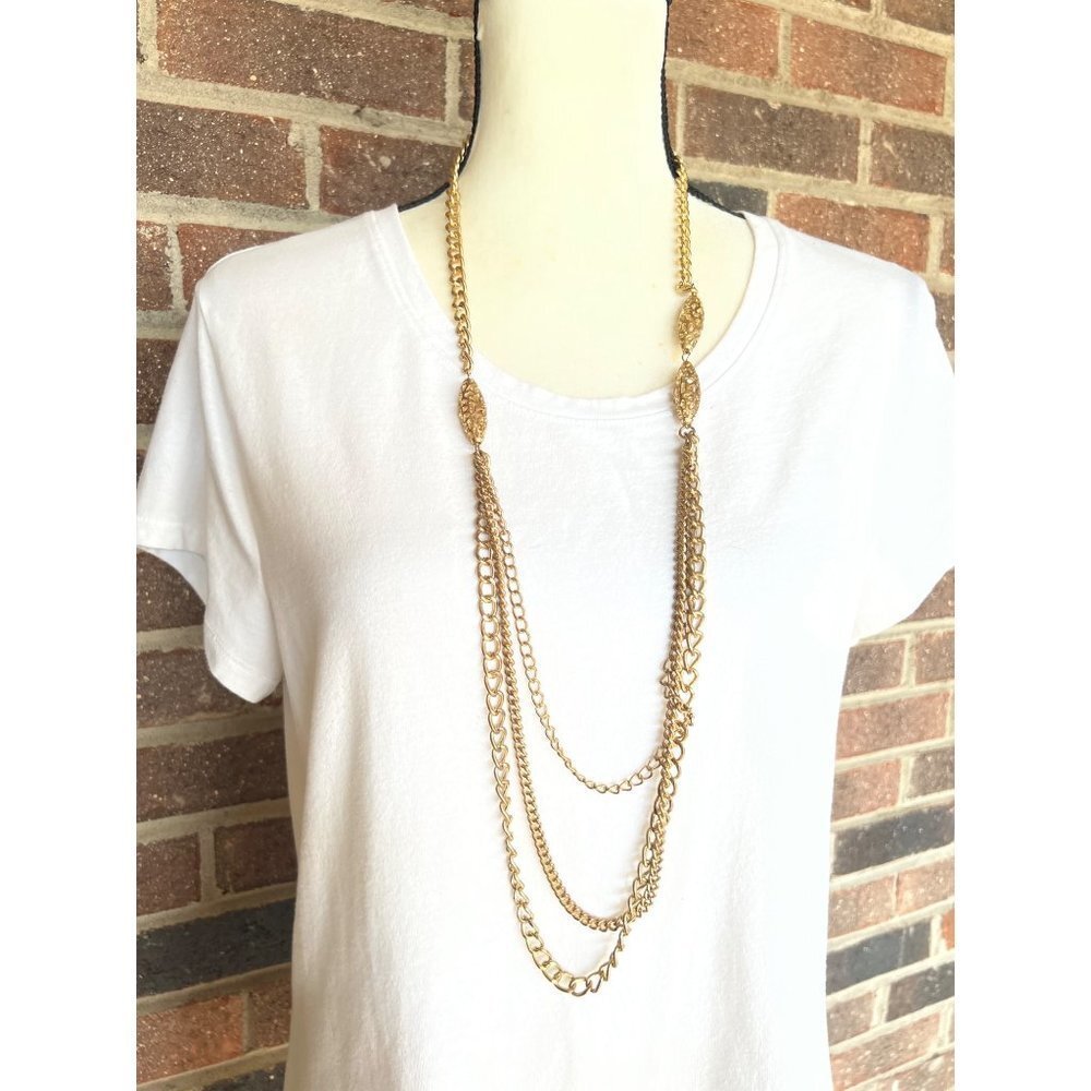 Gold Layered Strand Women’s Necklace — 42"